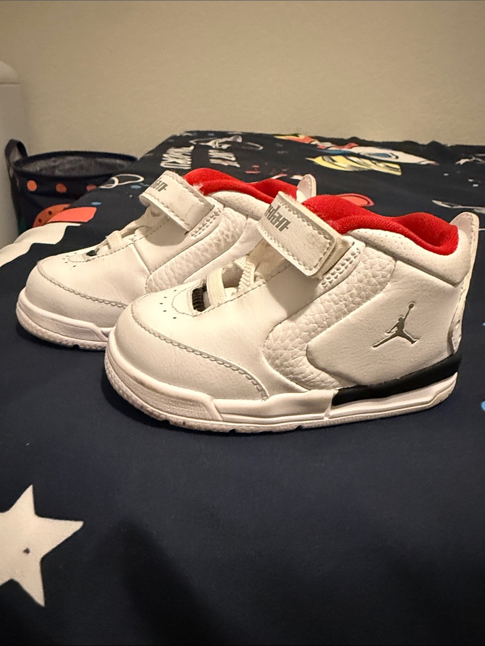 Jordan Toddler White and Red High-Top Sneakers